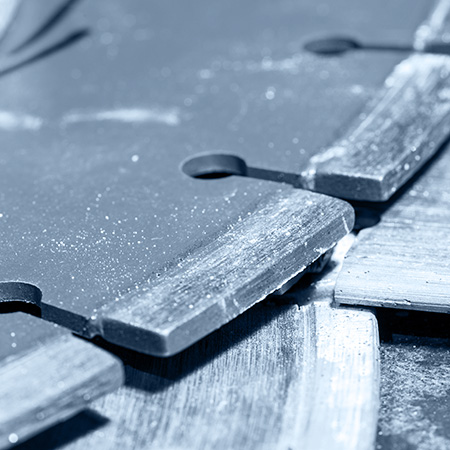 Close up view of saw blade