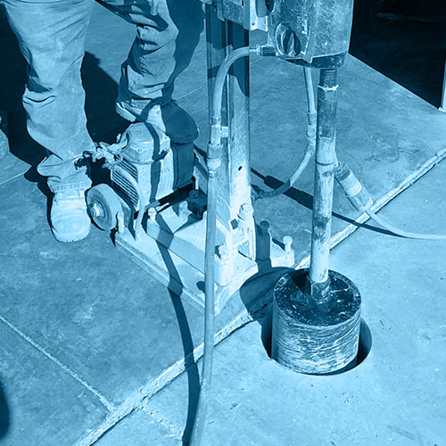 Man using core driller